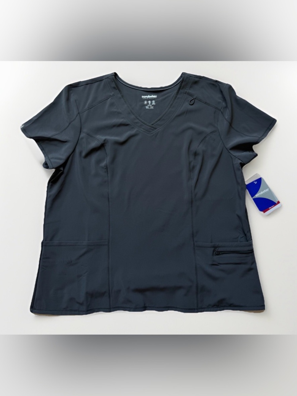 Scrubstar Premium Performance Scrub Top 2XL Gray Stretch NWT Nurse RN Medical